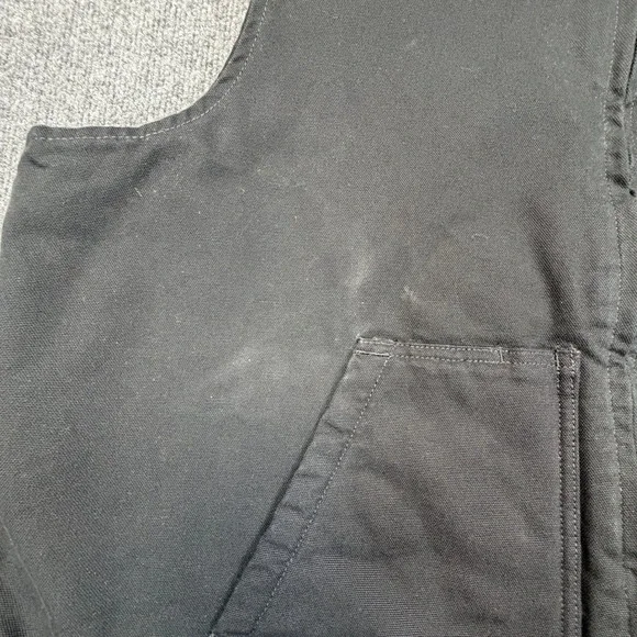 Carhartt Washed Duck Mock-Neck Vest Mens XL Loose Fit Black Canvas Sherpa Lined - Picture 3 of 12